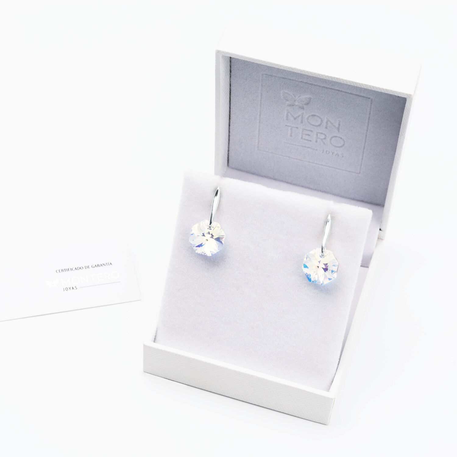 Aros Bruselas Plata Italiana 925 Y Cristal Genuin Aurora Boreal image number 2.0