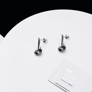 Aros Punto De Luz Plata Italiana 925 Y Cristales Genuinos Silver Night
