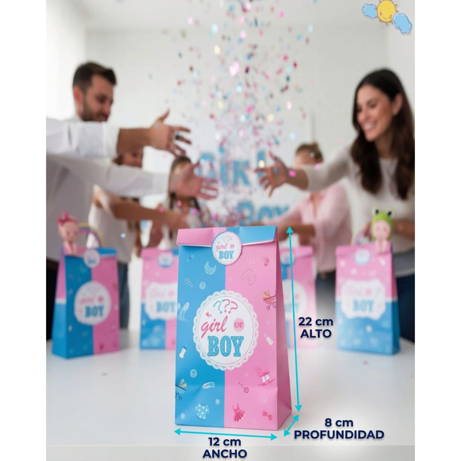12 Bolsa De Revelacion De Genero Baby Shower Cotillon image number 8.0