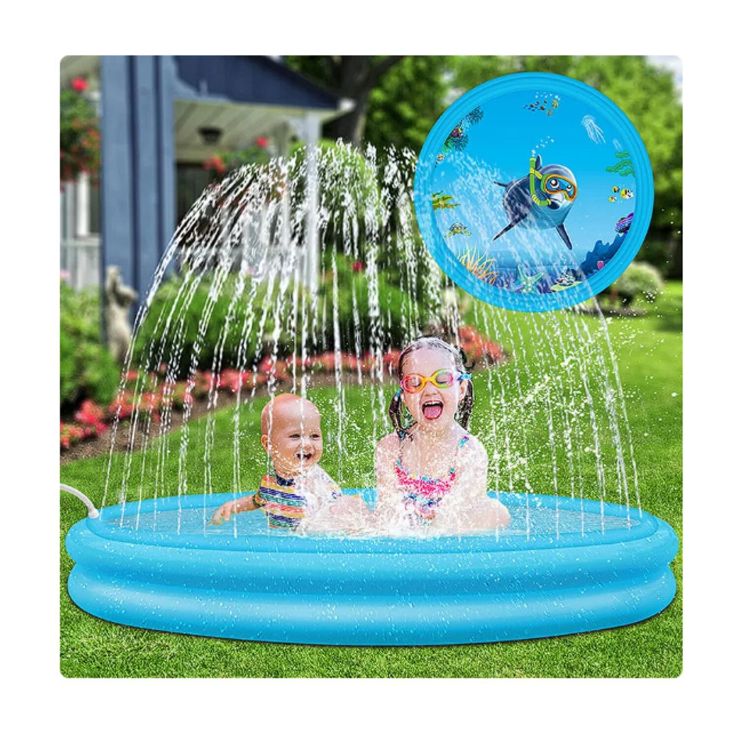 Piscina Inflable Lanza Agua Redonda 120x30cm Azul Infantil image number 0.0