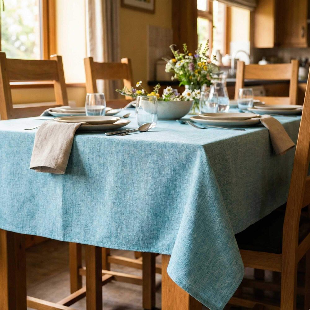 Mantel De Algod&oacute;n Edgar Turquesa 157x227 Cm image number 1.0