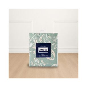 Quilt Andes Estampado Hojas Aqua 2 Pl