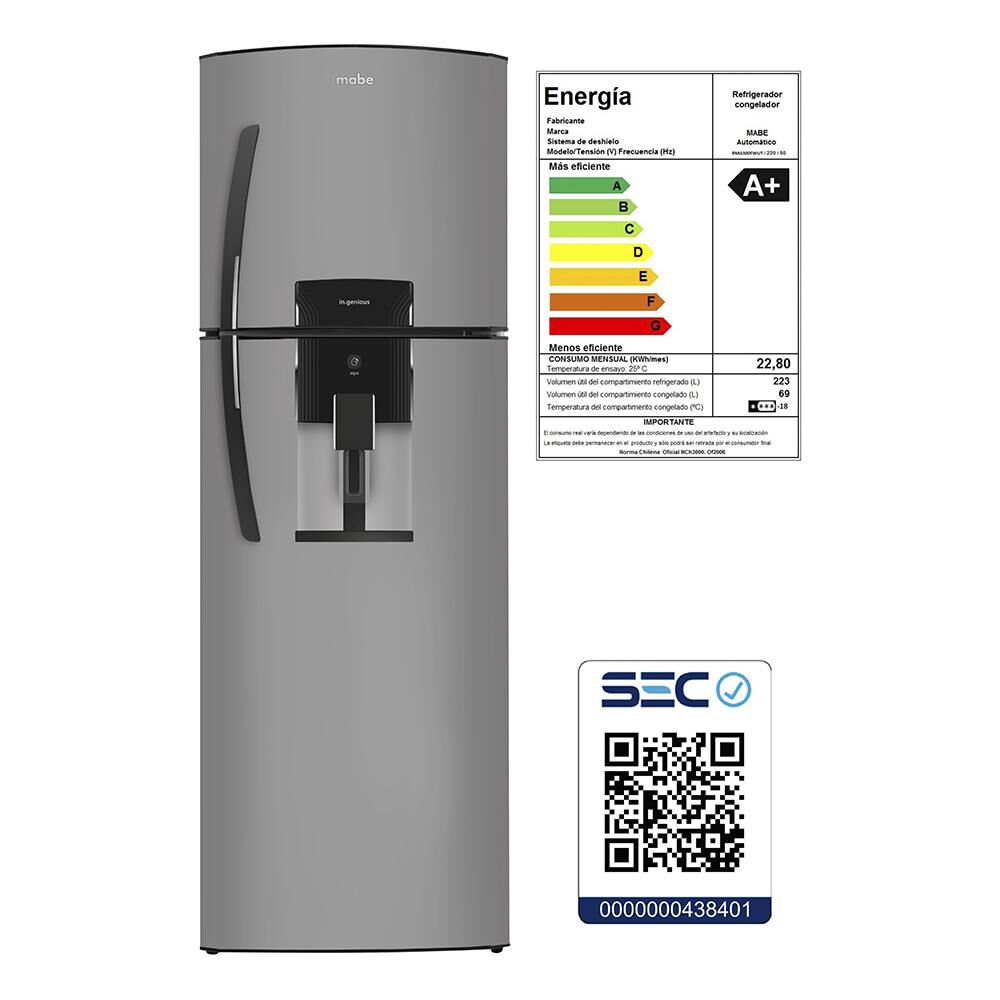 Refrigerador Top Freezer Mabe RMA300FWUT / No Frost / 300 Litros / A+