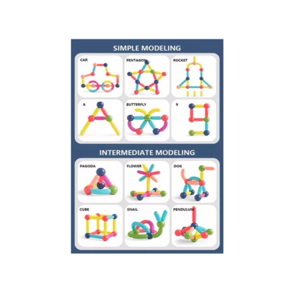 Juego Didactico Bloques Magneticos Construccion 180pcs Niños image number 2.0