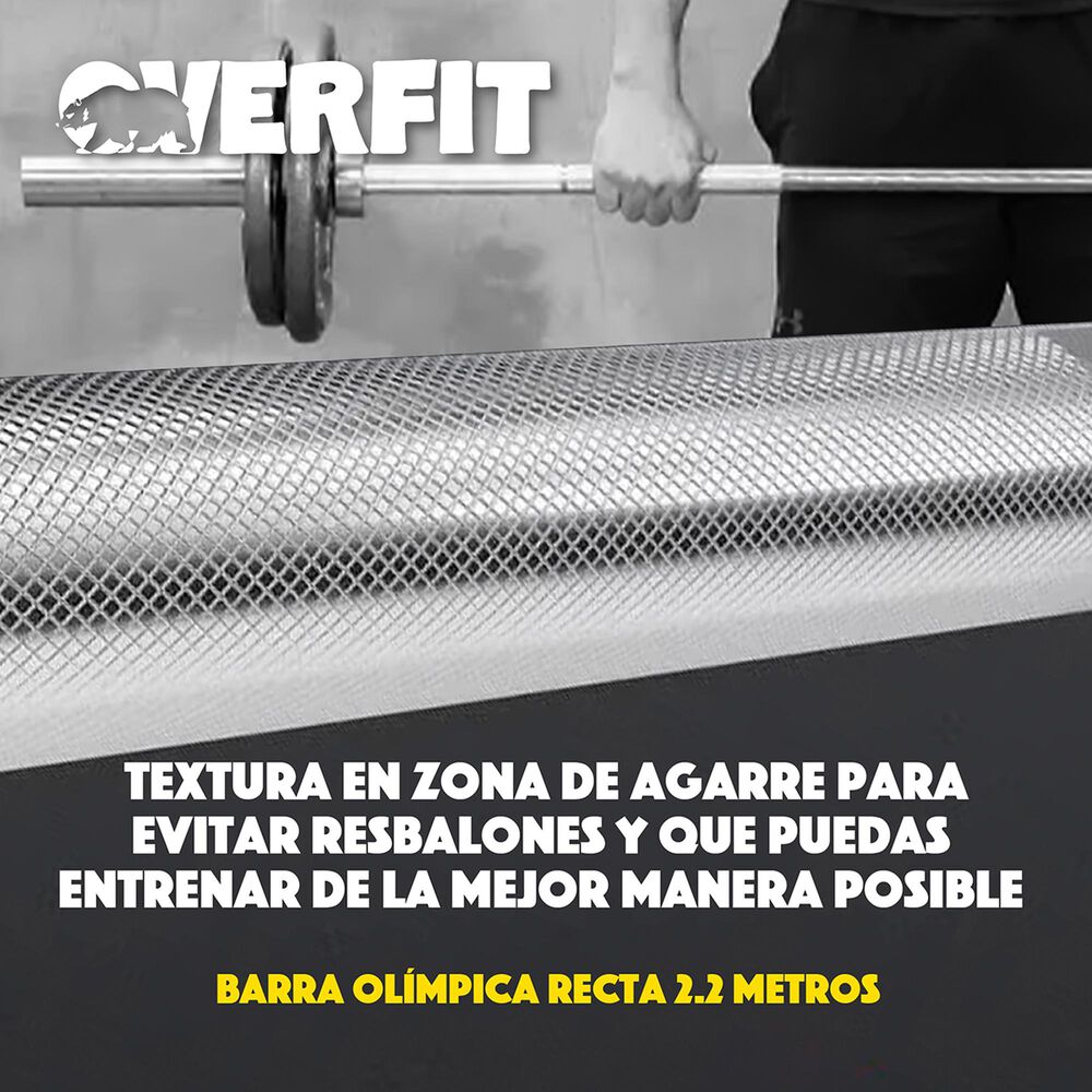 Barra Olimpica Recta Overfit 20kg 220cm Cromada Fitness image number 5.0