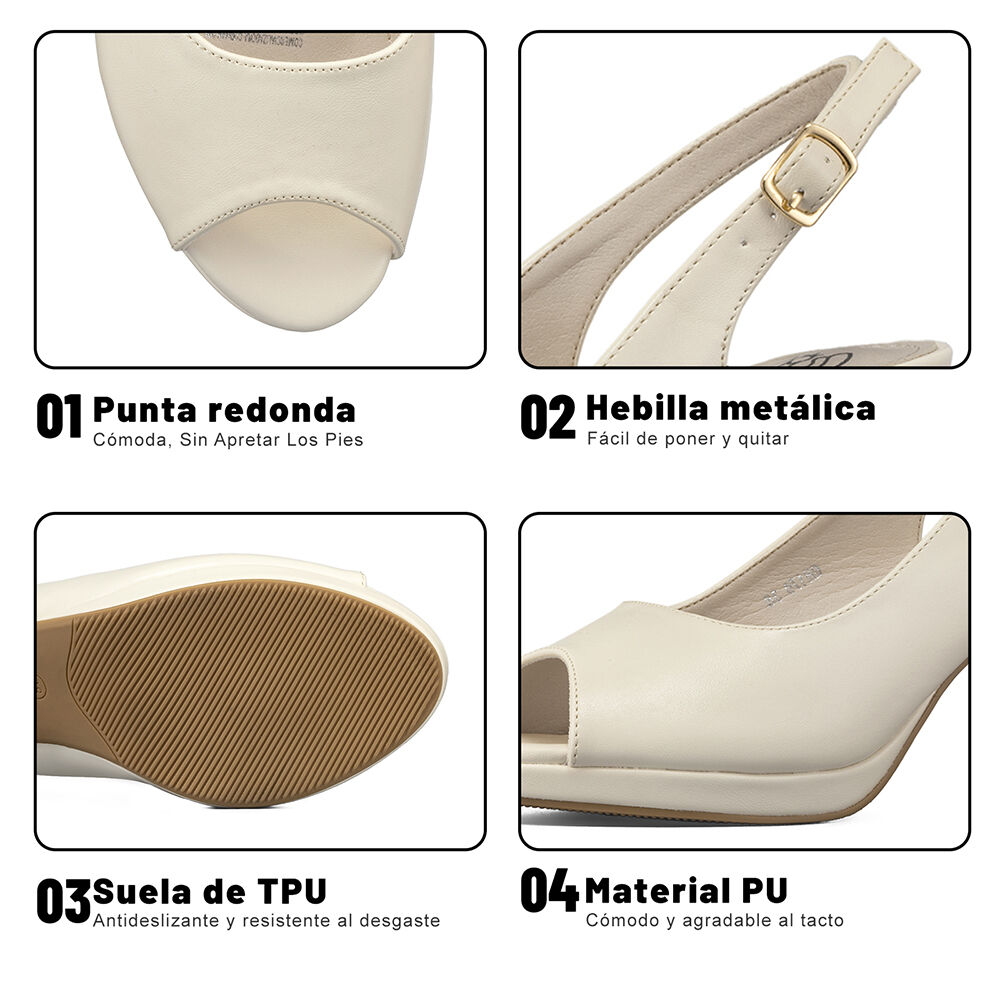 Zapato Elegante Talón Libre Peep Toe Mujer Weide Gh170 image number 8.0