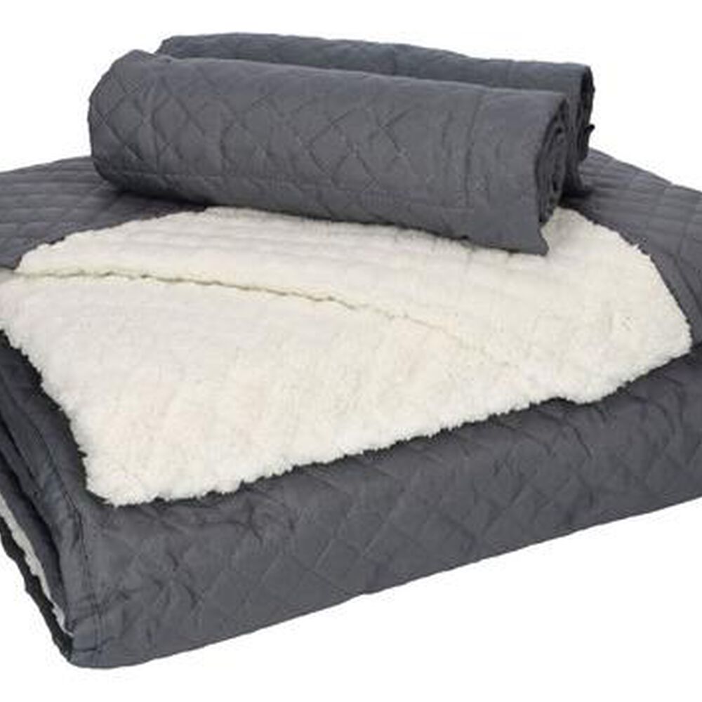 Quilt Andes Sherpa Liso Gris 2 Plazas image number 1.0