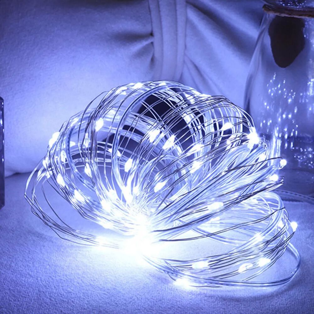 Guirnalda Solar Alambre Hada Blanca 50 Led Jardin 10 Metros image number 1.0