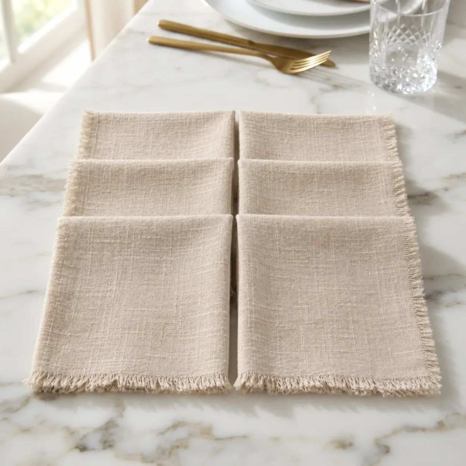 Set De 6 Servilletas De Lino Beige 41x41 Cm image number 1.0