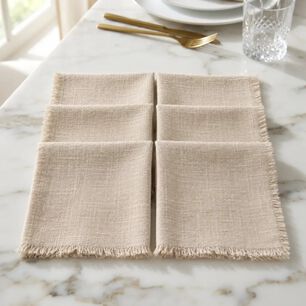 Set De 6 Servilletas De Lino Beige 41x41 Cm