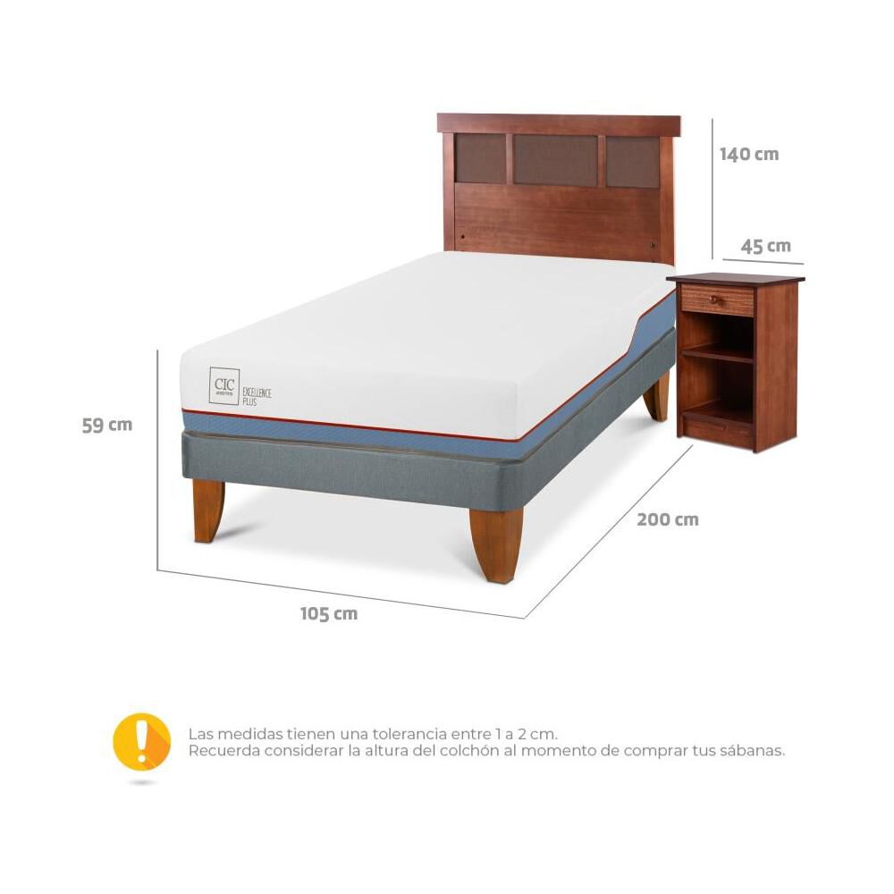 Cama Europea Cic Excellence Plus / 1.5 Plazas / Base Normal + Set De Maderas image number 2.0