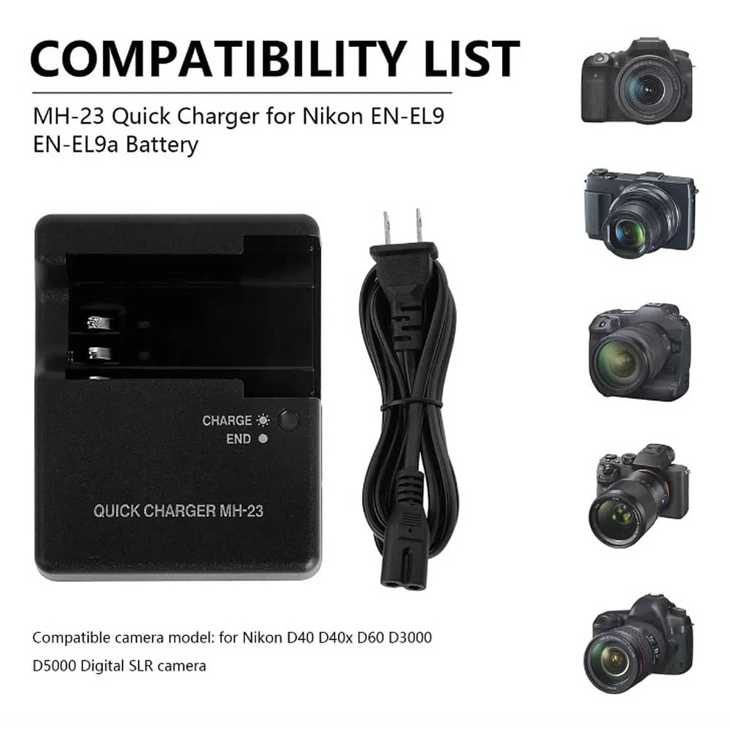 Cargador Mh-23 Bater&iacute;a Enel-9a Para Nikon D60 D3000 D5000 image number 4.0