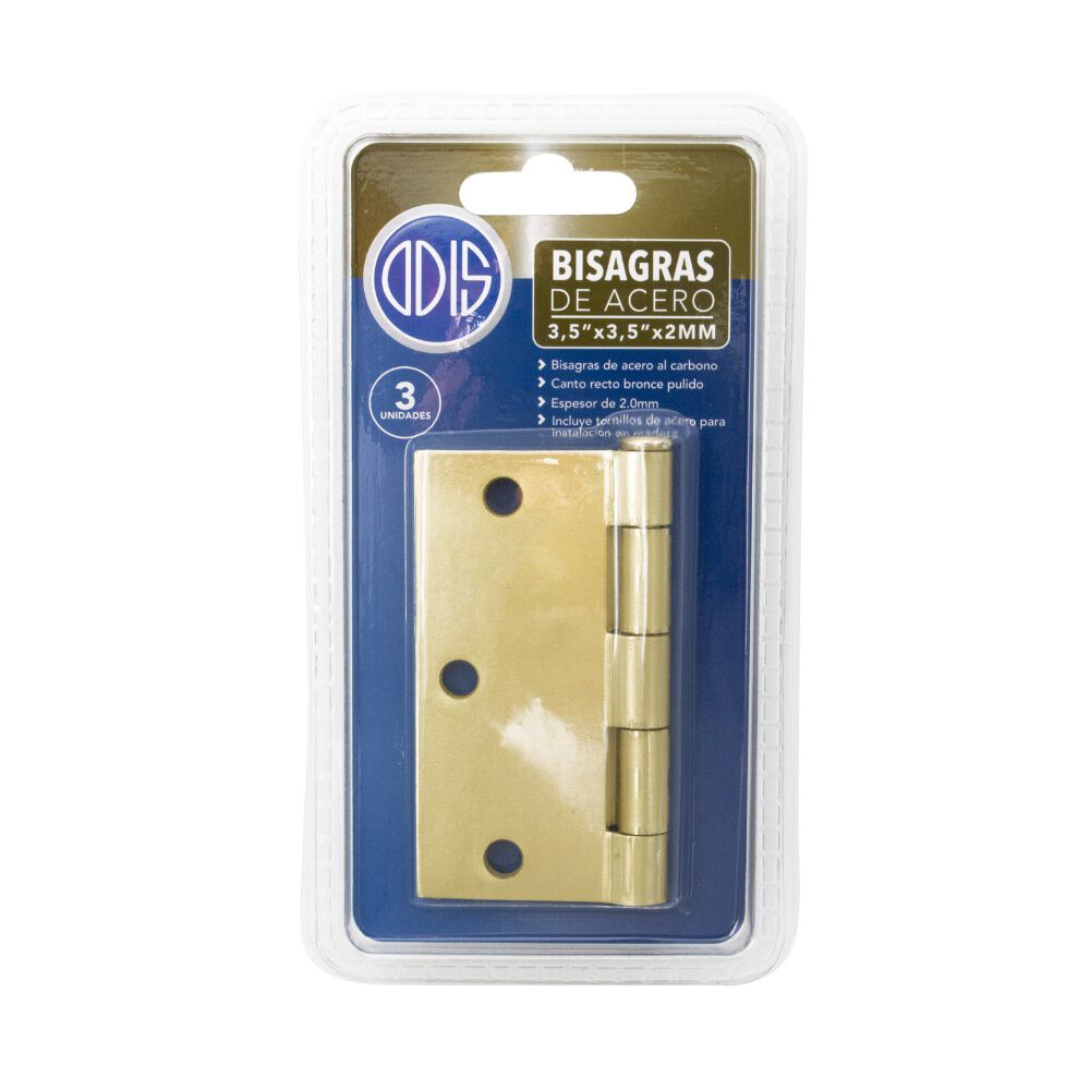 Pack 3 Bisagra Acero Odis 3,5&rdquo;&times;3,5&rdquo;&times;2,0mm - Bronce image number 5.0