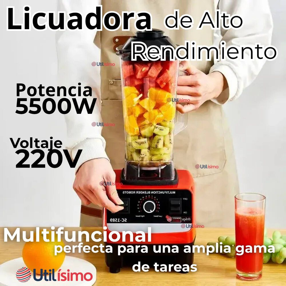 Licuadora Juguera Potente Multifuncional Jarra De Plástico 2l 5500w De Potencia + Mango Triturador Licuadora Juguera Potente Multifuncional Jarra De  image number 1.0