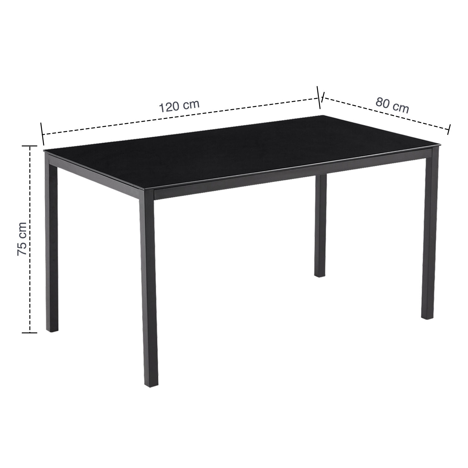 Mesa De Comedor Vidrio Negro 120x80x75cm image number 2.0