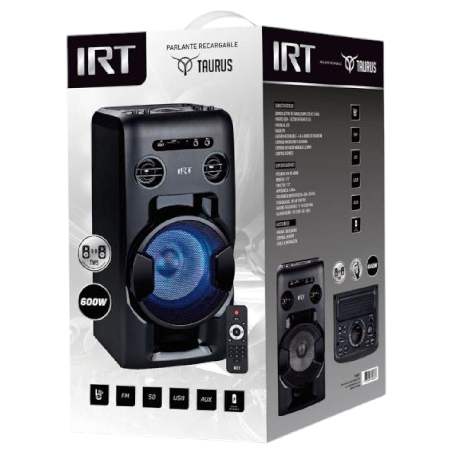 Parlante Portatil Irt Taurus Pro Tws Retro Iluminado 25w Rms image number 4.0