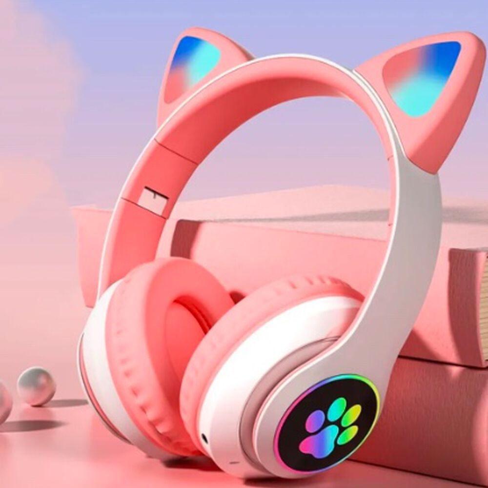 Audífonos Gamer Inalámbricos Rosados Con Luz Led image number 4.0