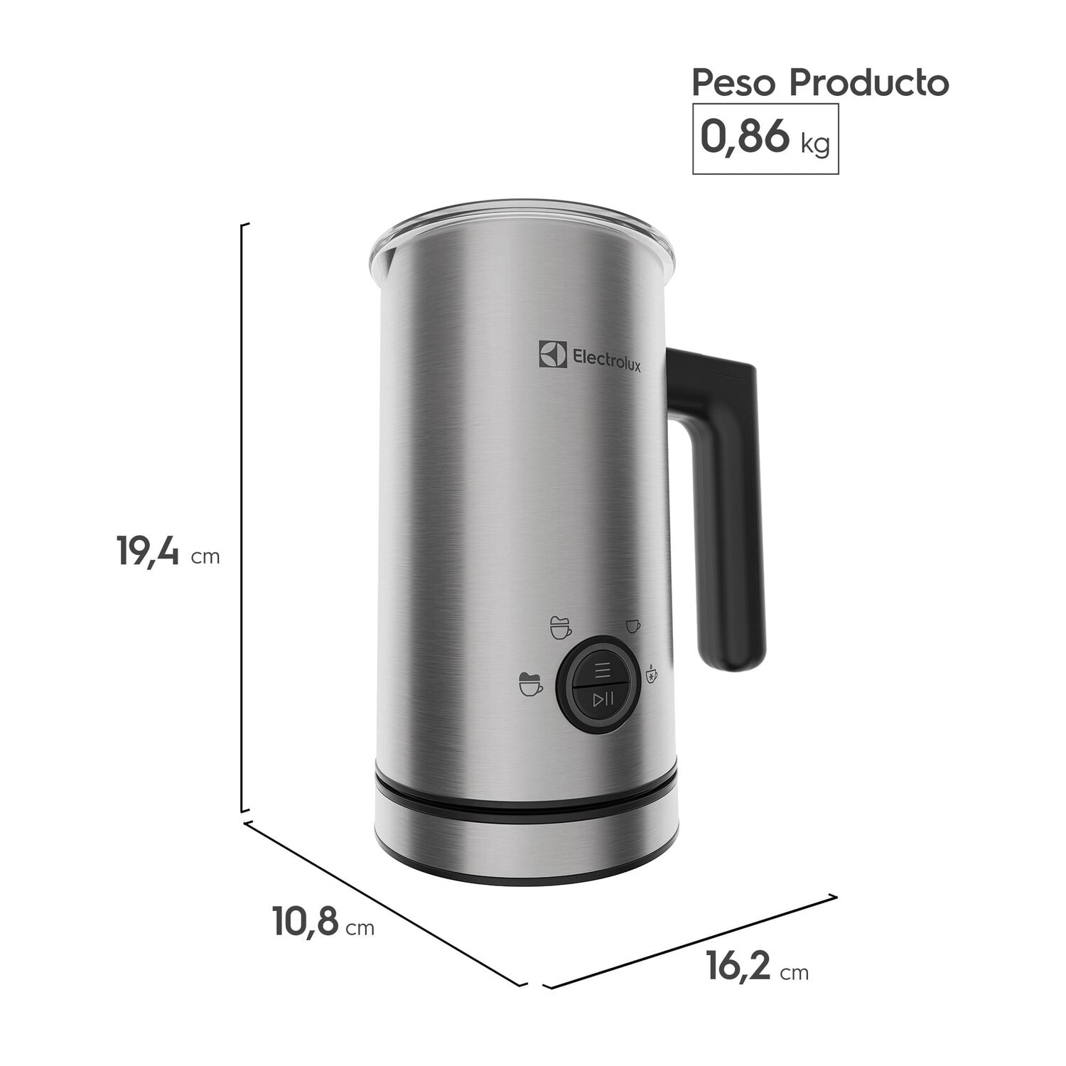 Espumador De Leche Electrolux 300ml 460w Emf10 Acero Inoxidable image number 2.0