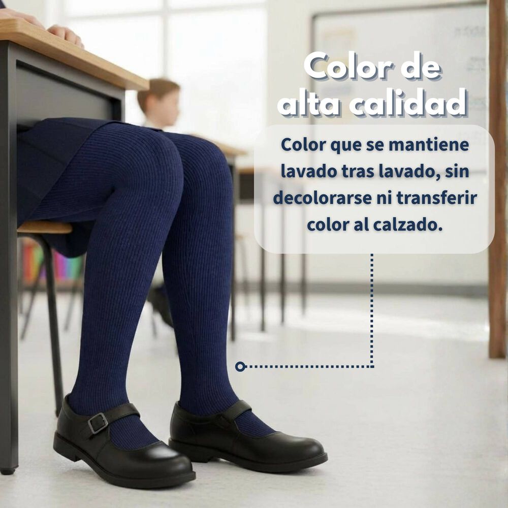 Pack 6 Ballerinas Elasticadas Escolares Ni&ntilde;a Algod&oacute;n Azul image number 7.0