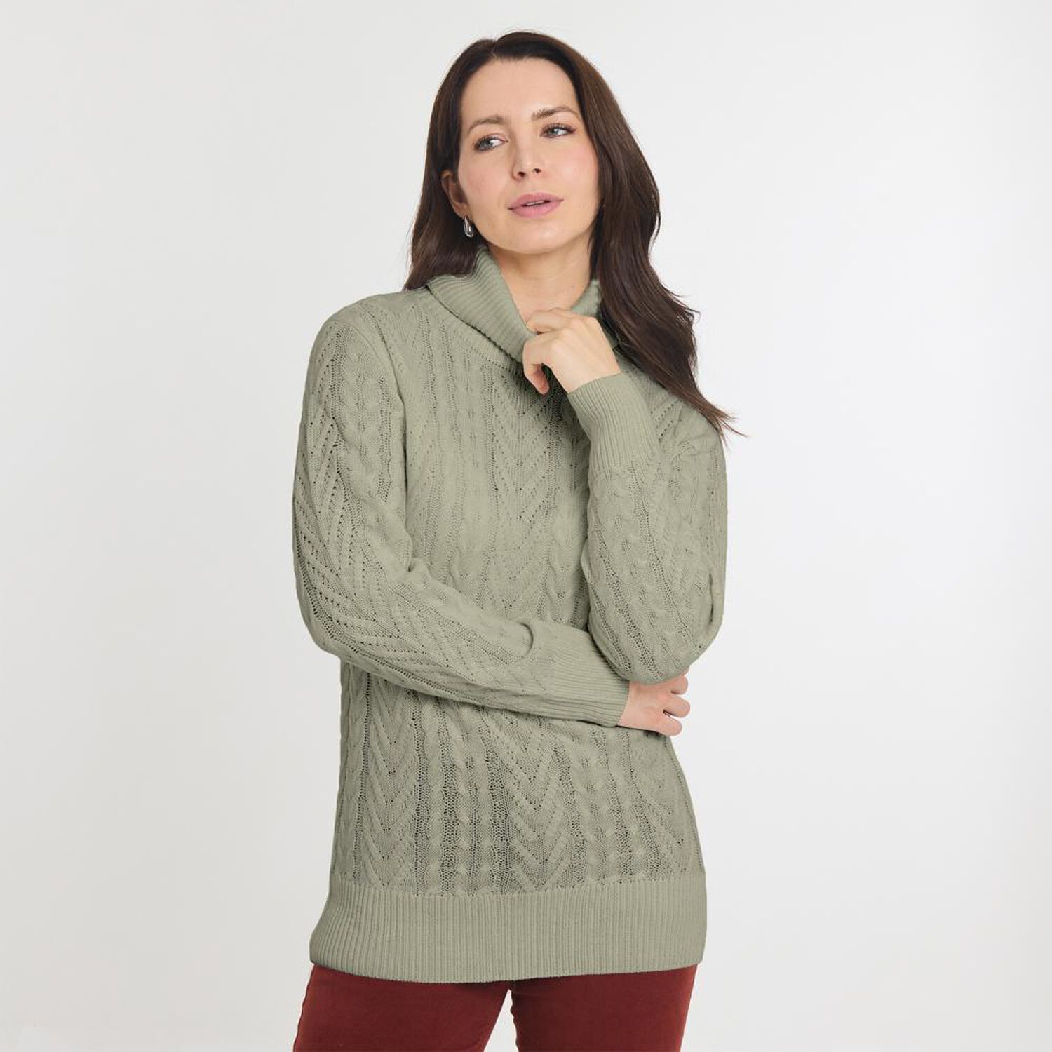 Sweater Trenzado Manga Larga Cuello Alto Mujer Geeps image number 0.0