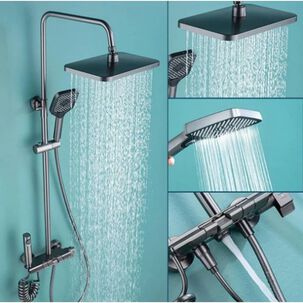 Columna Ducha Gris Pistola Con Llave De Piano