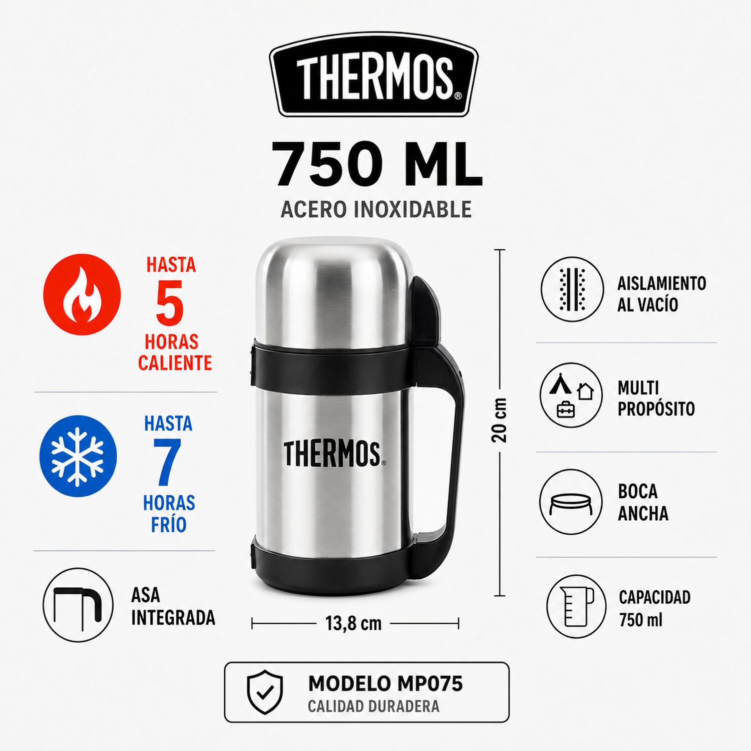 Termo Premium Para Comida 750cc Inox Multi Prop&oacute;sito Mp075 image number 4.0