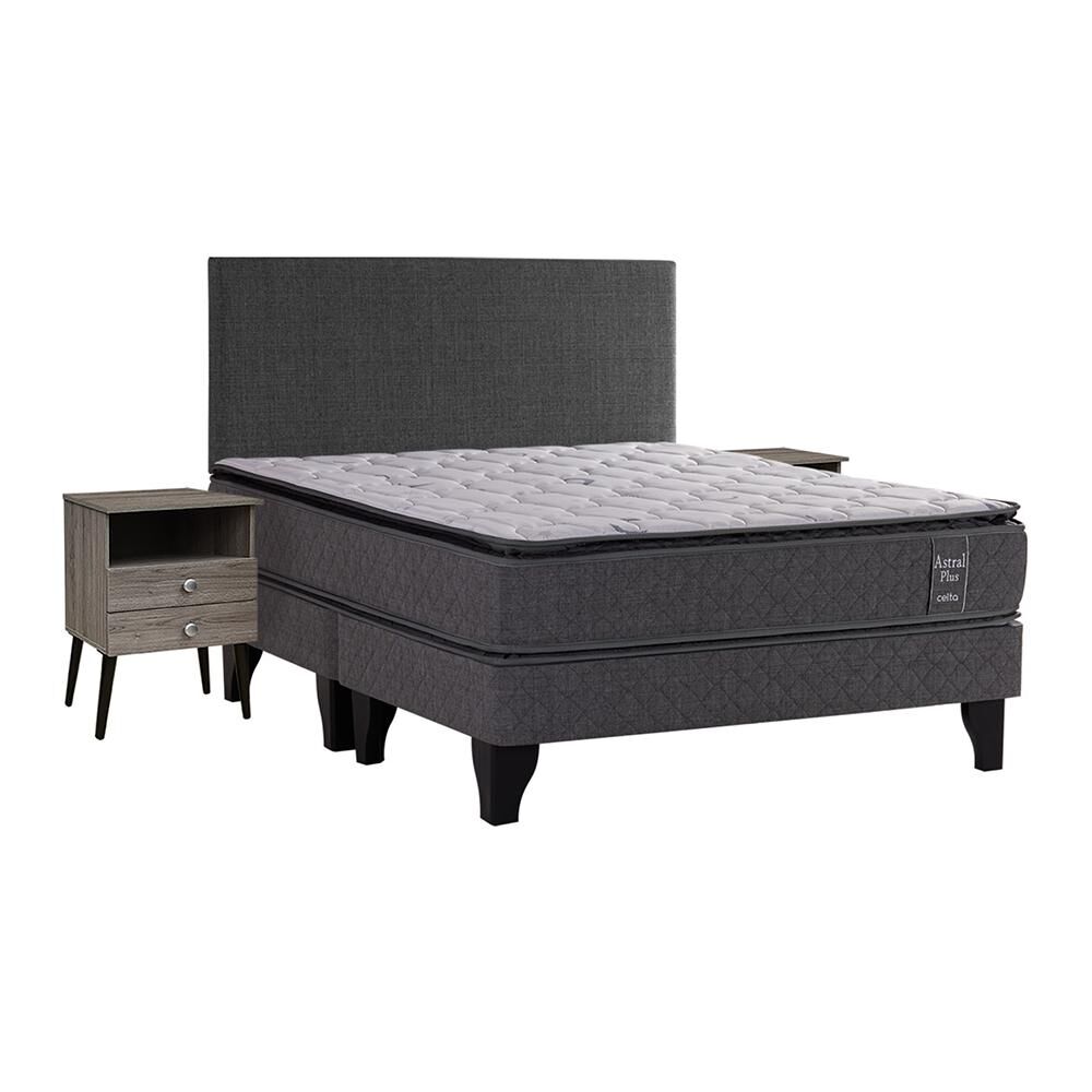 Cama Europea Celta Astral / 2 Plazas / Base Dividida + Respaldo + Almohadas image number 0.0
