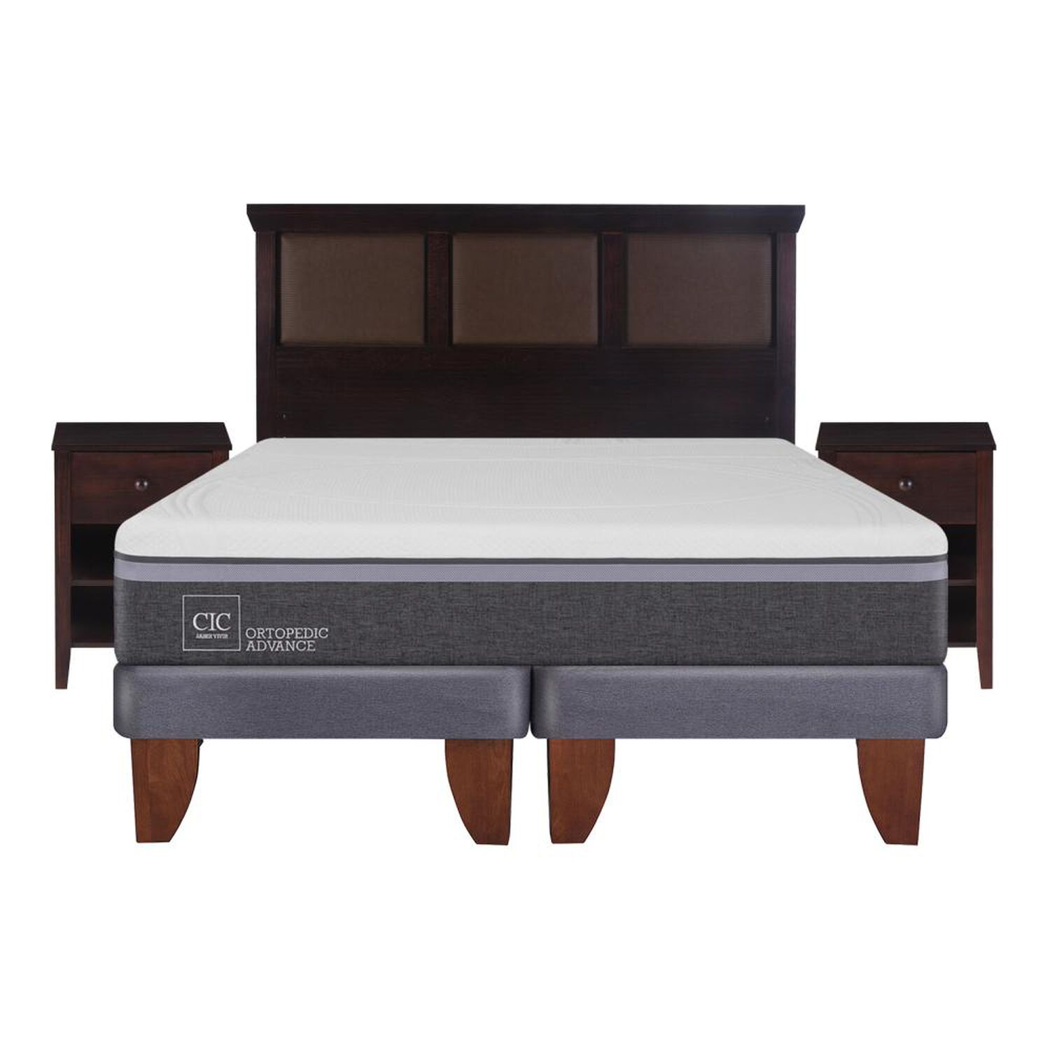Cama Europea Cic Ortopedic / 2 Plazas / Base Dividida  + Set De Maderas image number 0.0