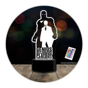 Lampara 3d Tony Stark Iron Man 16 Colores C Remoto Avengers
