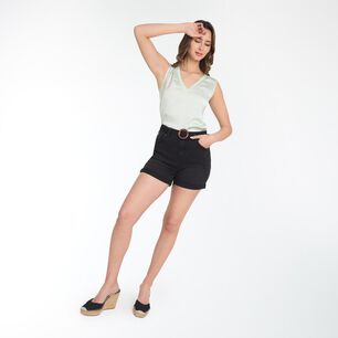 Blusa Regular Manga Corta Cuello V Mujer Kimera