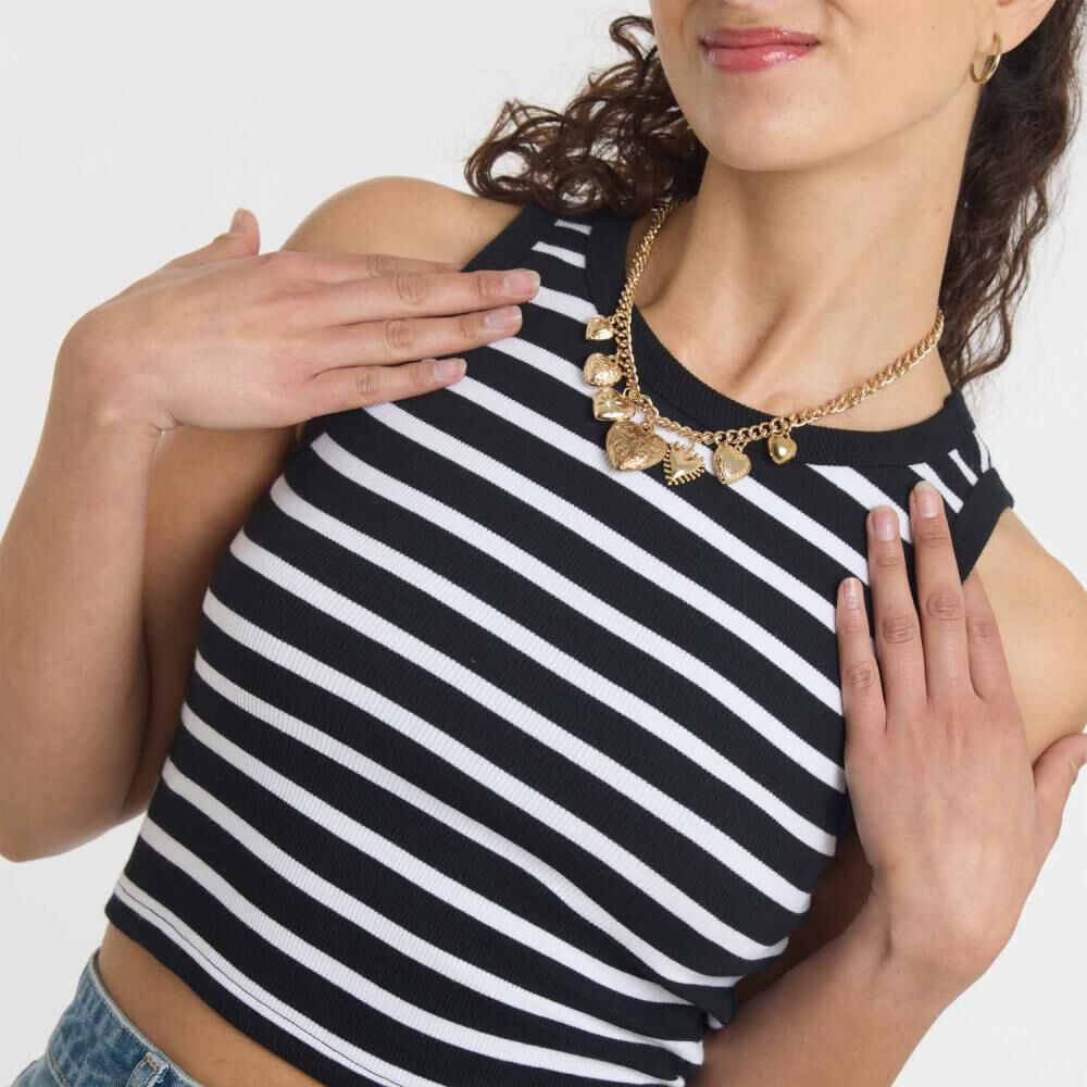 Polera Crop Rayas Marineras Sin Mangas Cuello Redondo Mujer Freedom image number 4.0