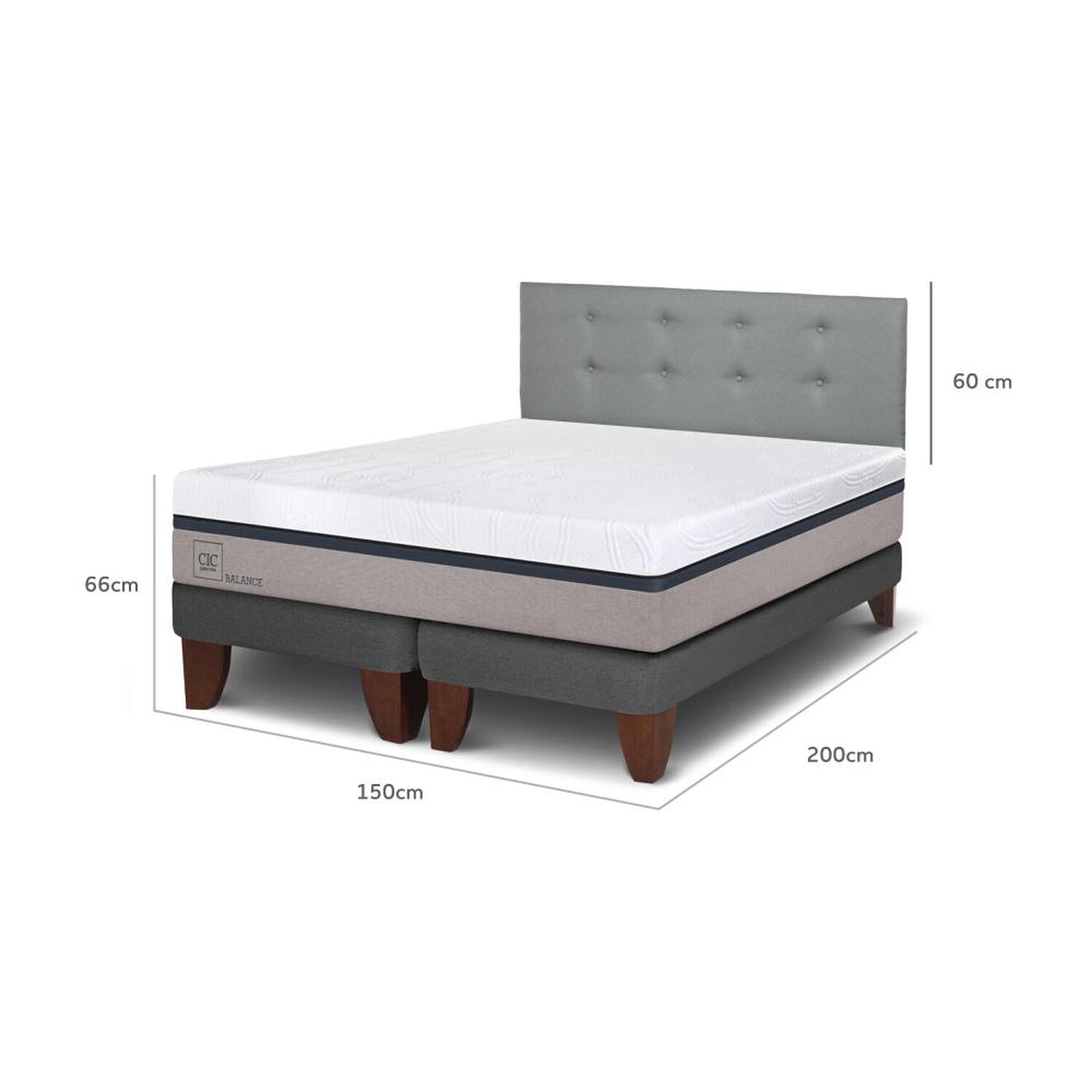 Cama Europea Cic Balance / 2 Plazas / Base Dividida + Respaldo image number 3.0