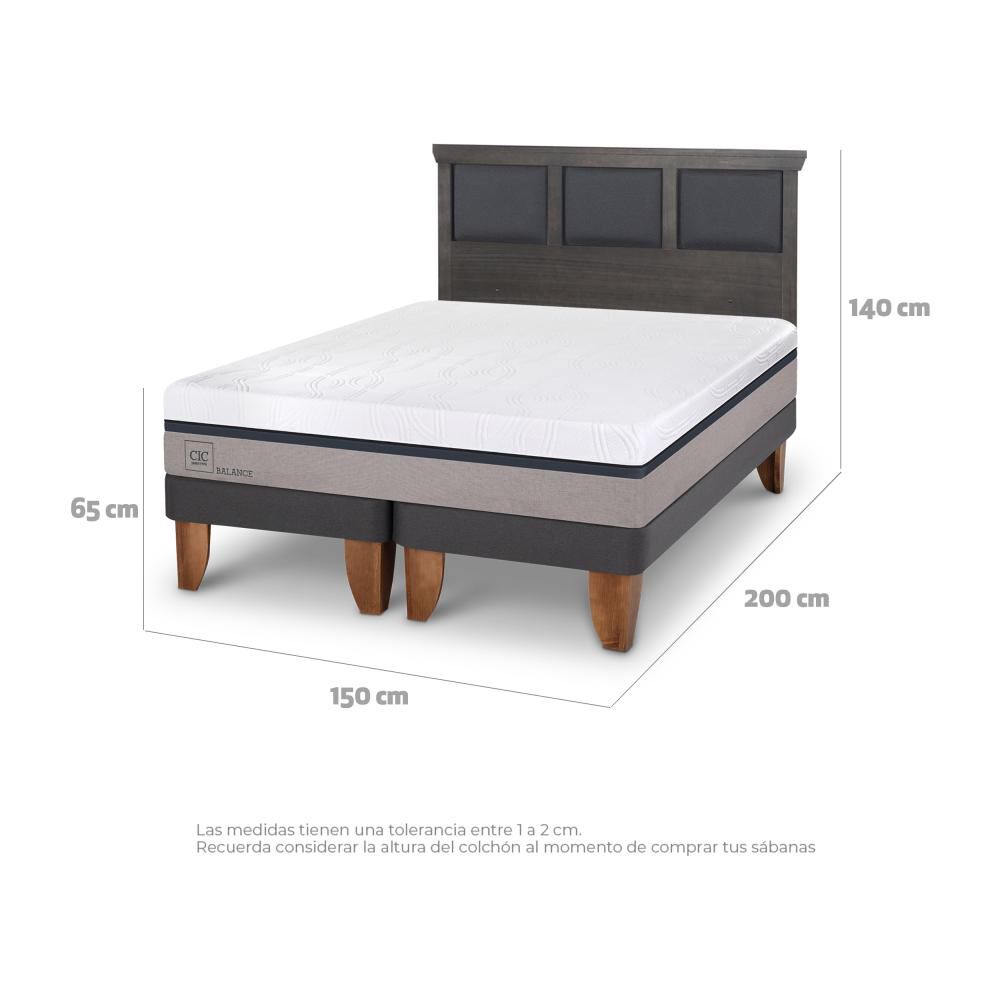 Cama Europea Cic Balance / 2 Plazas / Base Dividida + Respaldo image number 3.0
