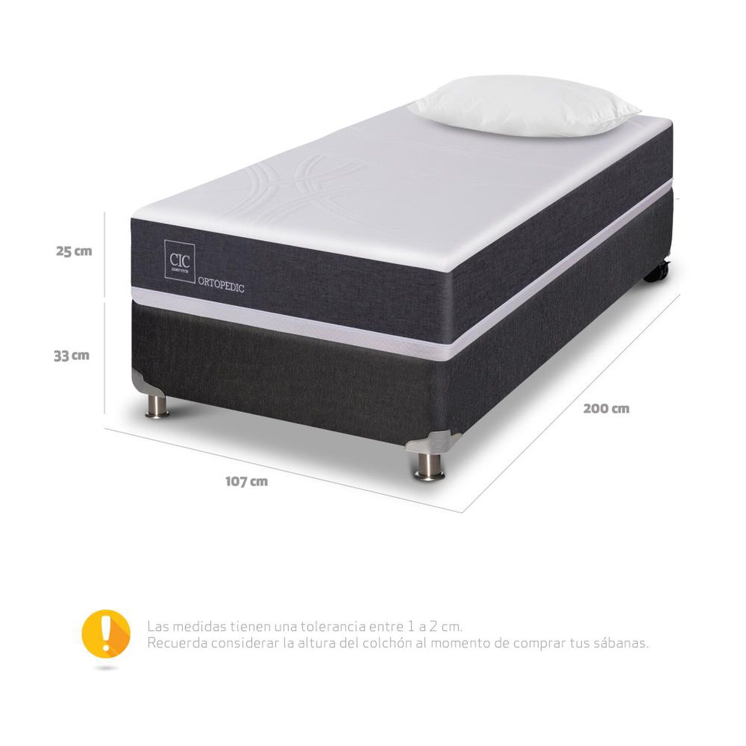 Box Spring Cic New Ortopedic / 1.5 Plazas / Base Normal + Almohada image number 2.0