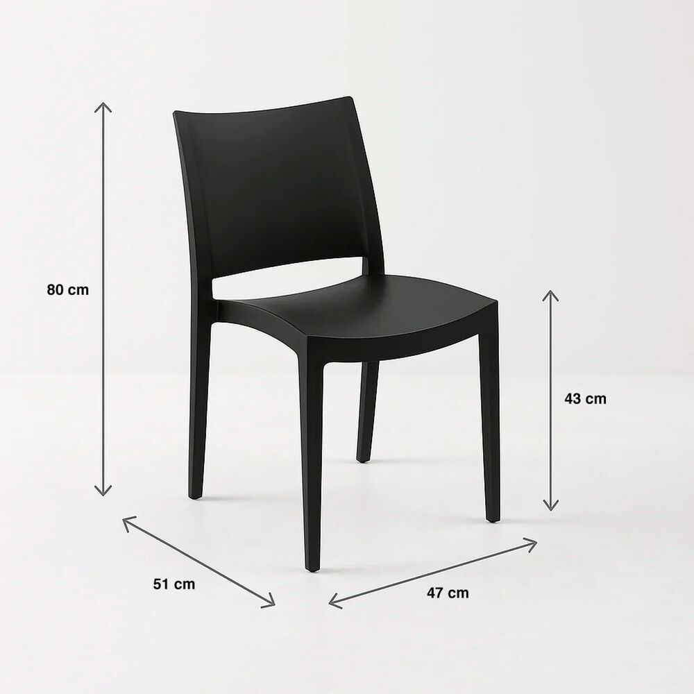 Pack De 4 Sillas De Terraza Exterior Tipo Restaurante - Negras image number 3.0