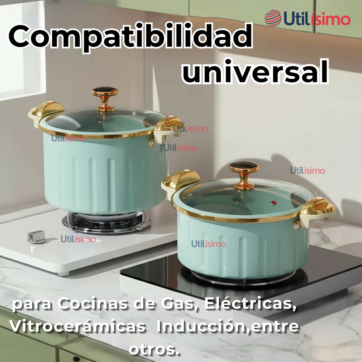 Olla De Micro Presi&oacute;n Esmalte Antiadherente Capacidad 12 Litros Color Azul image number 8.0