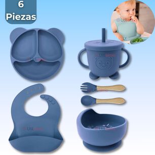 Set Alimentaci&oacute;n Silicona Beb&eacute; 6 Piezaslibrebpa Color Azul