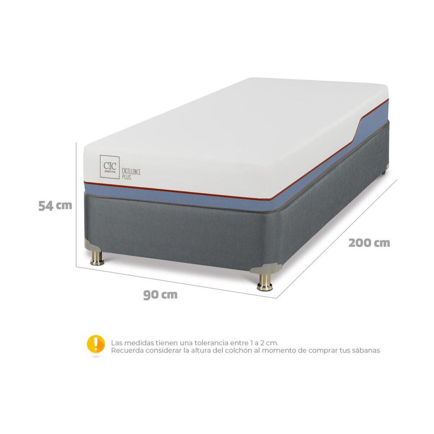 Cama Americana Cic Excellence Plus / 1 Plaza / Base Normal + Textil image number 2.0