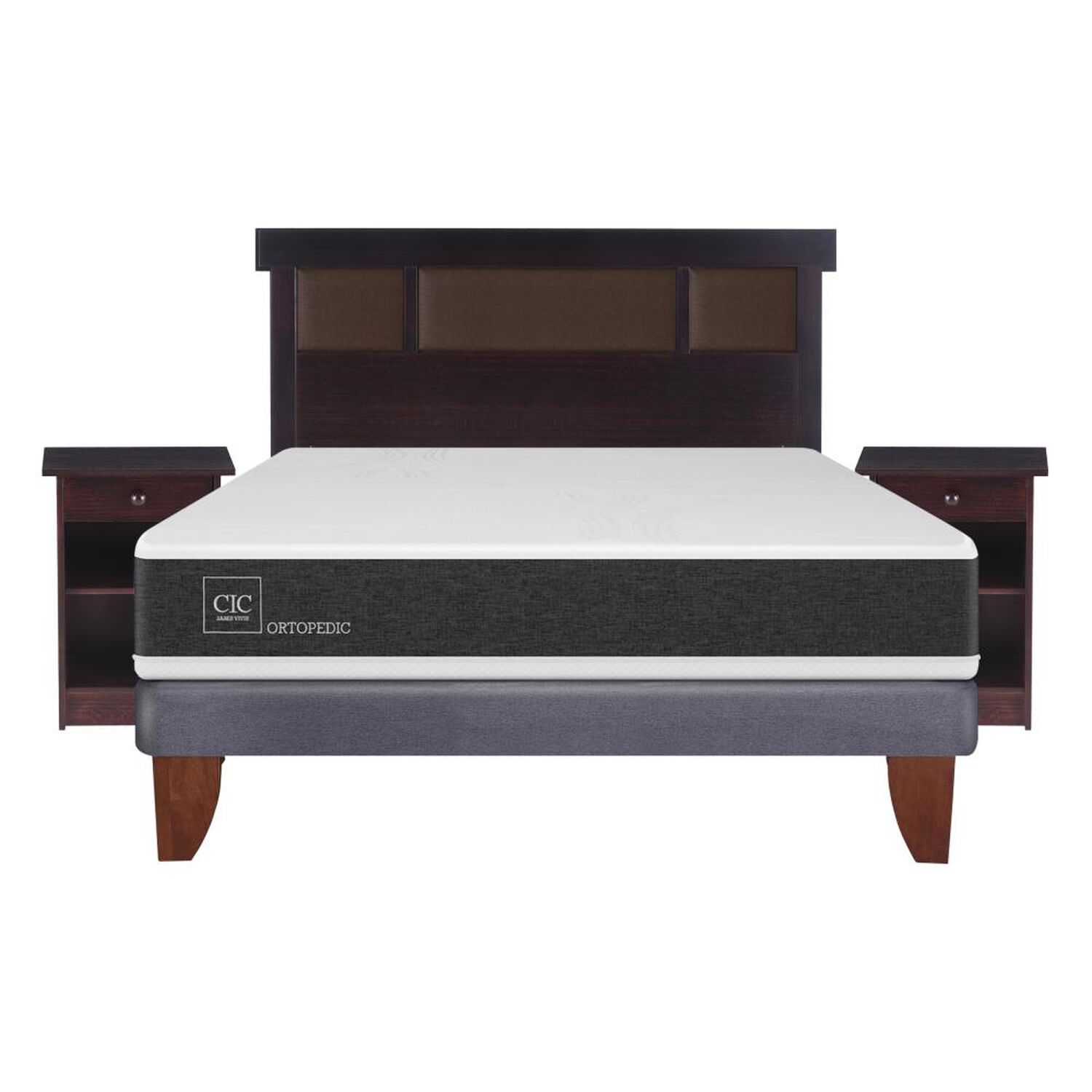 Cama Europea Cic Ortopedic / 2 Plazas / Base Normal + Set De Maderas image number 0.0