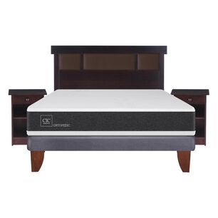 Cama Europea Cic Ortopedic / 2 Plazas / Base Normal + Set De Maderas