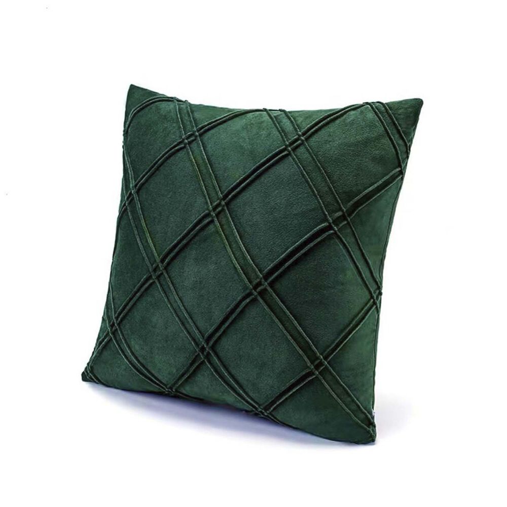 Pack De 02 Fundas De Coj&iacute;n De Terciopelo Con Rayas 45x45 Verde image number 0.0
