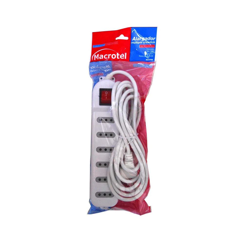 Zapatilla Alargador 3mt 6 Entradas Blanco Macrotel image number 4.0