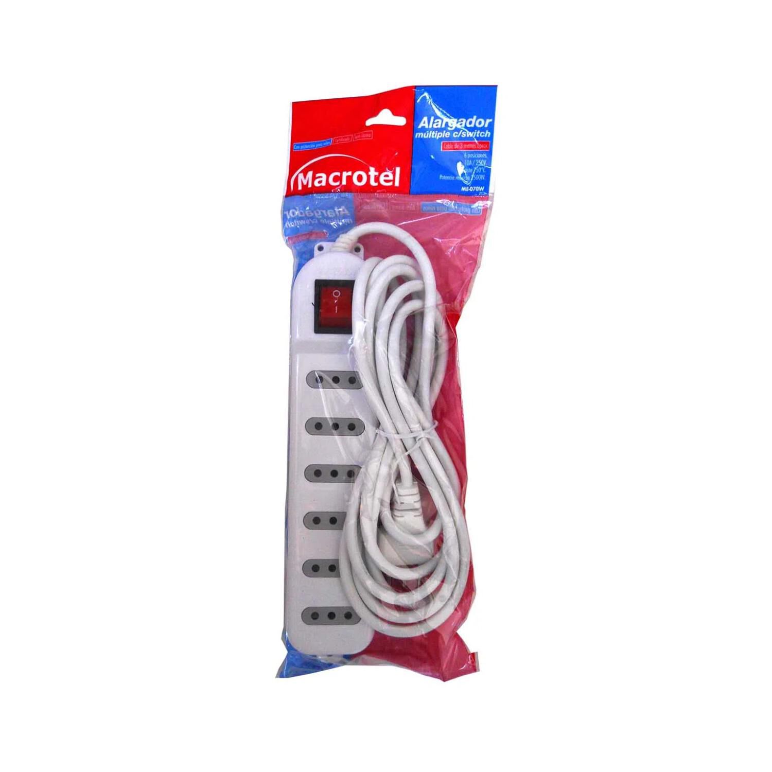 Zapatilla Alargador 3mt 6 Entradas Blanco Macrotel image number 4.0