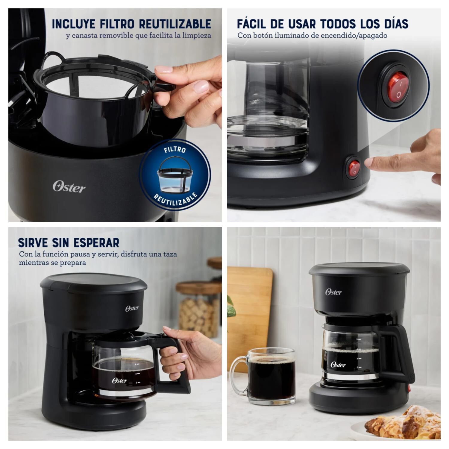Cafetera Electrica 5 Tazas 600w Negro Bvstdcs51b Oster image number 3.0