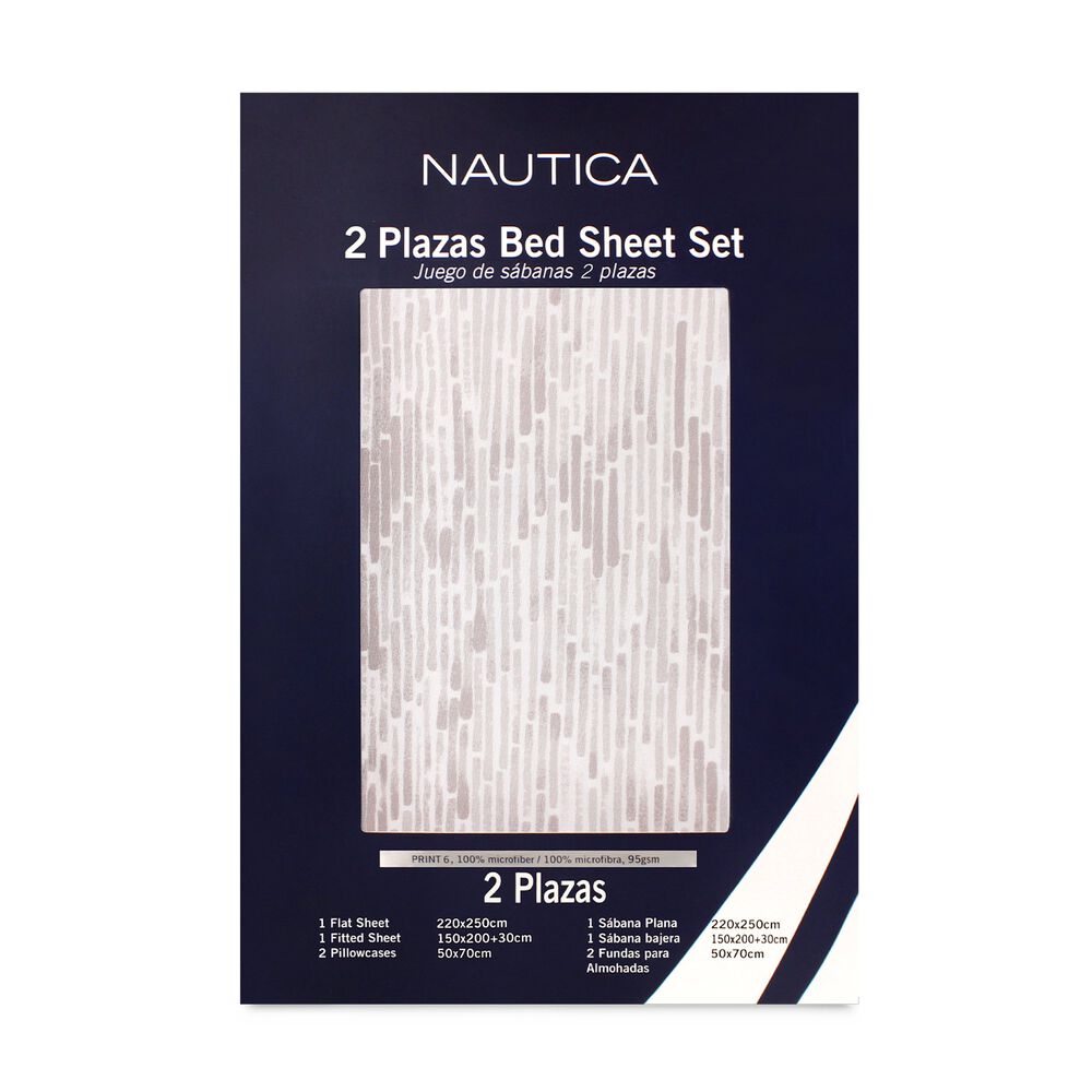 Juego De S&aacute;banas Nautica 4 Piezas Microfibra 2 Plazas Tonos Beige image number 3.0