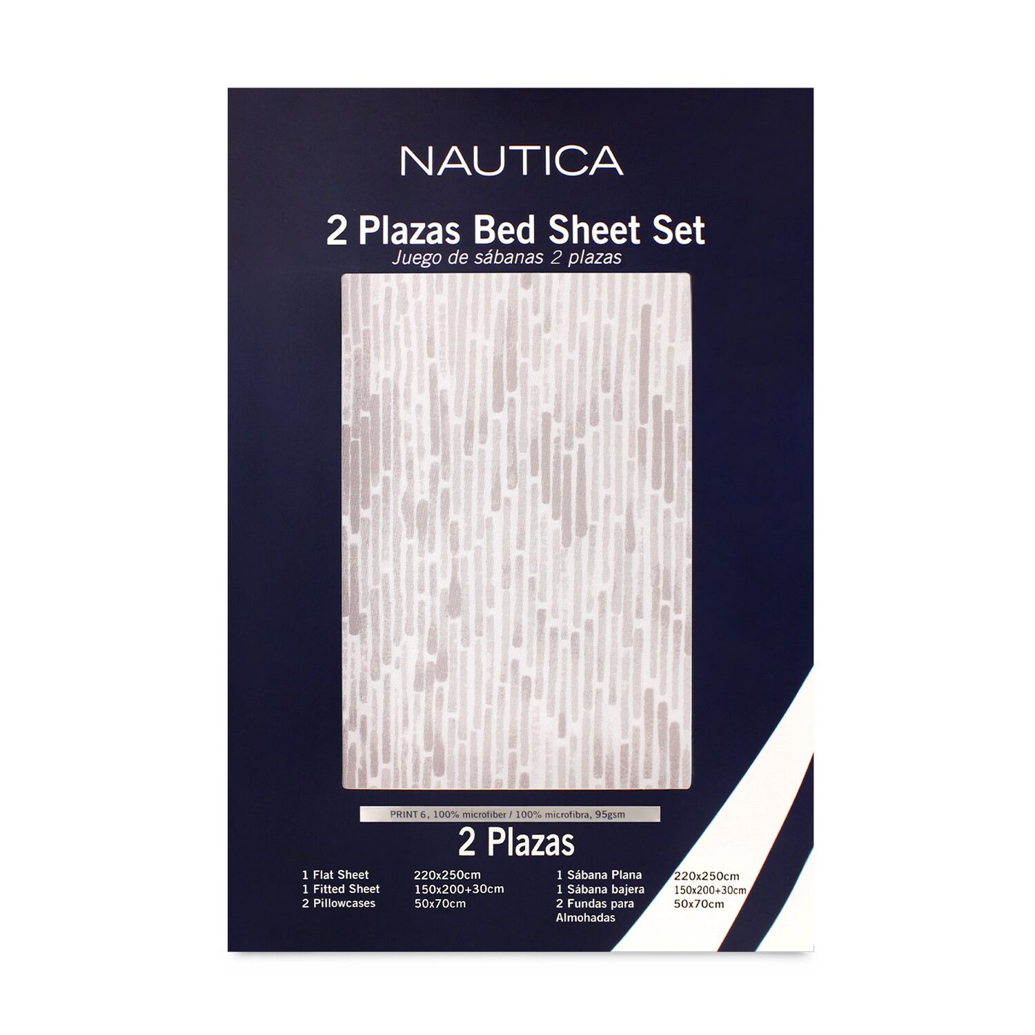 Juego De S&aacute;banas Nautica 4 Piezas Microfibra 2 Plazas Tonos Beige image number 3.0