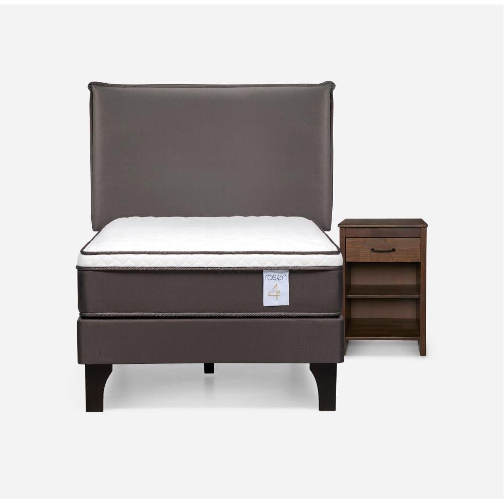 Cama Europea Rosen New Style 4 Plus / 1.5 Plazas / Base Normal  + Set Maderas Maurice Chocolate image number 0.0