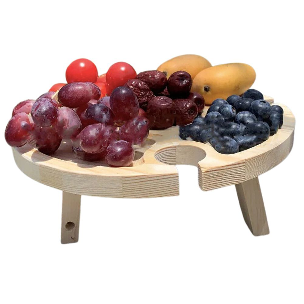 Tabla Redonda Plegable De Madera Mesa Port&aacute;til Picnic Picoteo image number 2.0