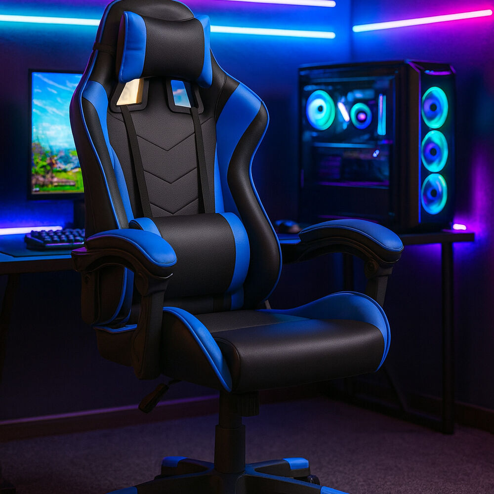 Silla Gamer De Escritorio Reclinable Color Azul image number 0.0
