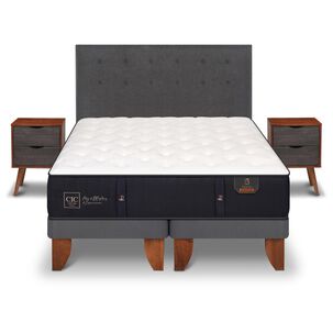 Cama Europea Cic Premium / 2 Plazas / Base Dividida + Set De Maderas